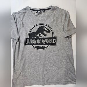 Jurassic World Mens T-Shirt XL Grey‎ Black Graphic 2020s Universal Movie Tee EUC